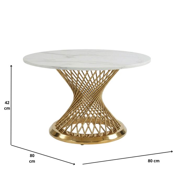 Mesa de Centro Redonda Elegante Dorada de Mármol Cantabria