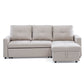 Sofá Seccional Cama 2 Plazas Moderno Lino Grueso Beige Reversible Wing
