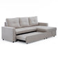 Sofá Seccional Cama 2 Plazas Moderno Lino Grueso Beige Reversible Wing