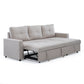 Sofá Seccional Cama 2 Plazas Moderno Lino Grueso Beige Reversible Wing