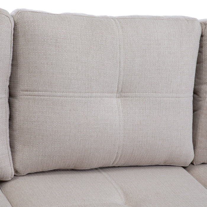 Sofá Seccional Cama 2 Plazas Moderno Lino Grueso Beige Reversible Wing