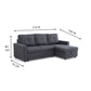 Sofá Seccional Cama 2 Plazas Moderno Lino Grueso Gris Reversible Wing