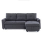 Sofá Seccional Cama 2 Plazas Moderno Lino Grueso Gris Reversible Wing