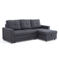 Sofá Seccional Cama 2 Plazas Moderno Lino Grueso Gris Reversible Wing