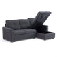 Sofá Seccional Cama 2 Plazas Moderno Lino Grueso Gris Reversible Wing