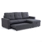Sofá Seccional Cama 2 Plazas Moderno Lino Grueso Gris Reversible Wing