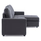 Sofá Seccional Cama 2 Plazas Moderno Lino Grueso Gris Reversible Wing