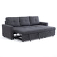 Sofá Seccional Cama 2 Plazas Moderno Lino Grueso Gris Reversible Wing