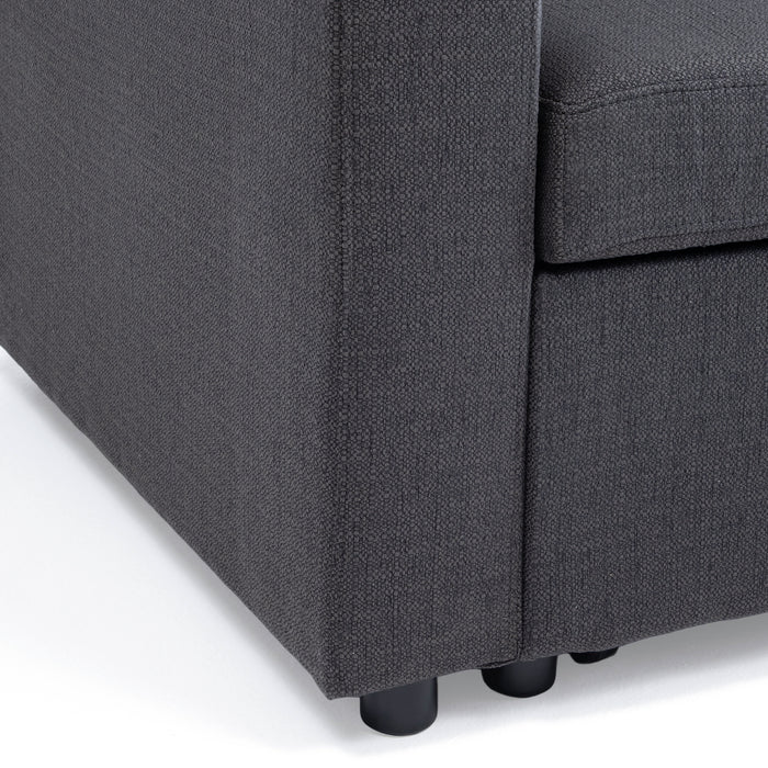 Sofá Seccional Cama 2 Plazas Moderno Lino Grueso Gris Reversible Wing