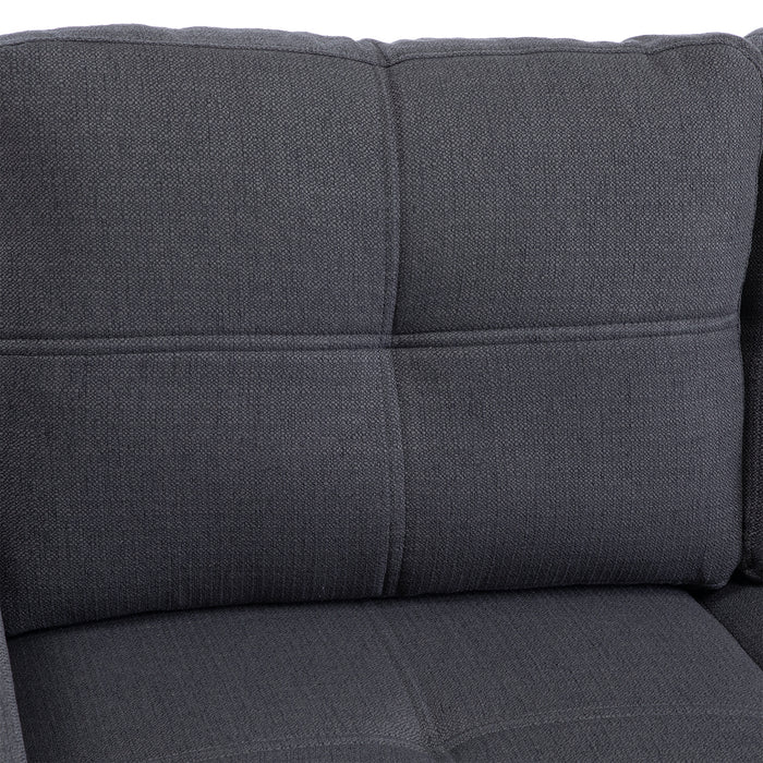 Sofá Seccional Cama 2 Plazas Moderno Lino Grueso Gris Reversible Wing