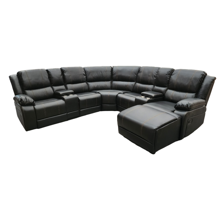 Sofá Seccional Moderno Chaise + 2 Consolas Royalty Negro