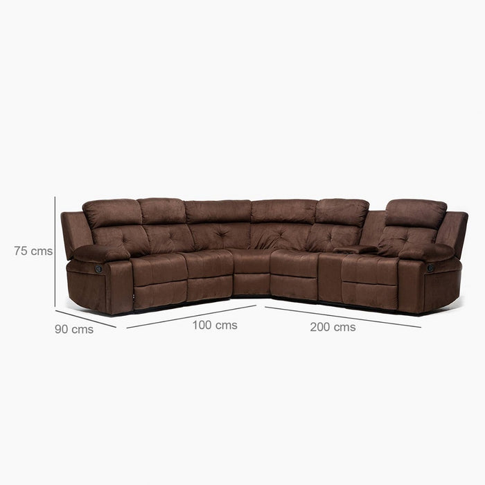 Sofá Seccional Marrón Claro - Moderno Para Living Arizona con Consola