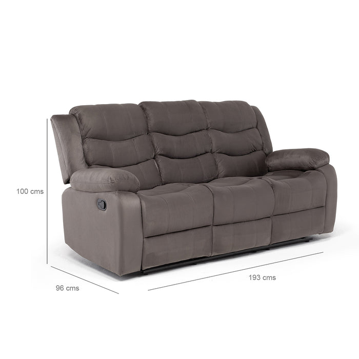 Living Reclinable Sofá 3 Cuerpos + 2 Bergers Reclinable Norman Gris