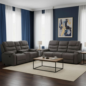 Living Reclinable Sofá 3 Cuerpos + Sofá 2 Cuerpos Gris Verona
