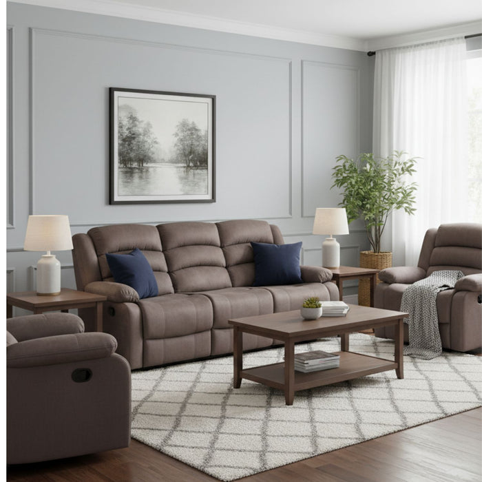 Living Reclinable 1 Sofá 3 Cuerpos + 2 Bergers Café New Martell