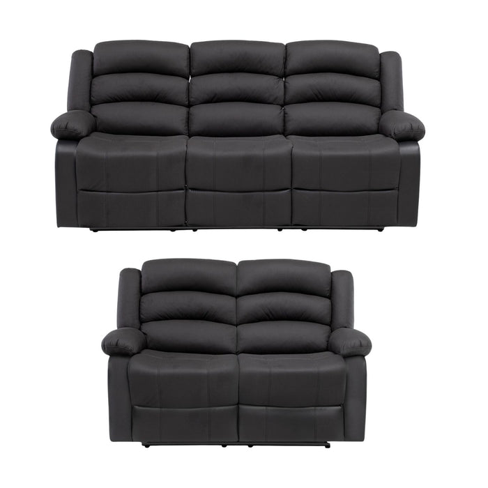 Living Reclinable 1 Sofá 3 Cuerpos + 1 Sofá 2 Cuerpos New Praga Negro