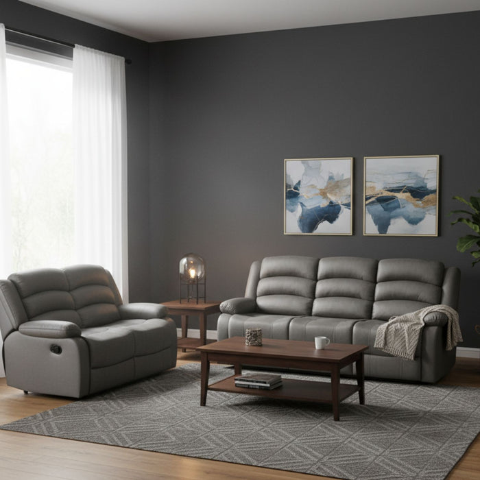 Living Reclinable 1 Sofá 3 Cuerpos + 1 Sofá 2 Cuerpos New Praga Gris