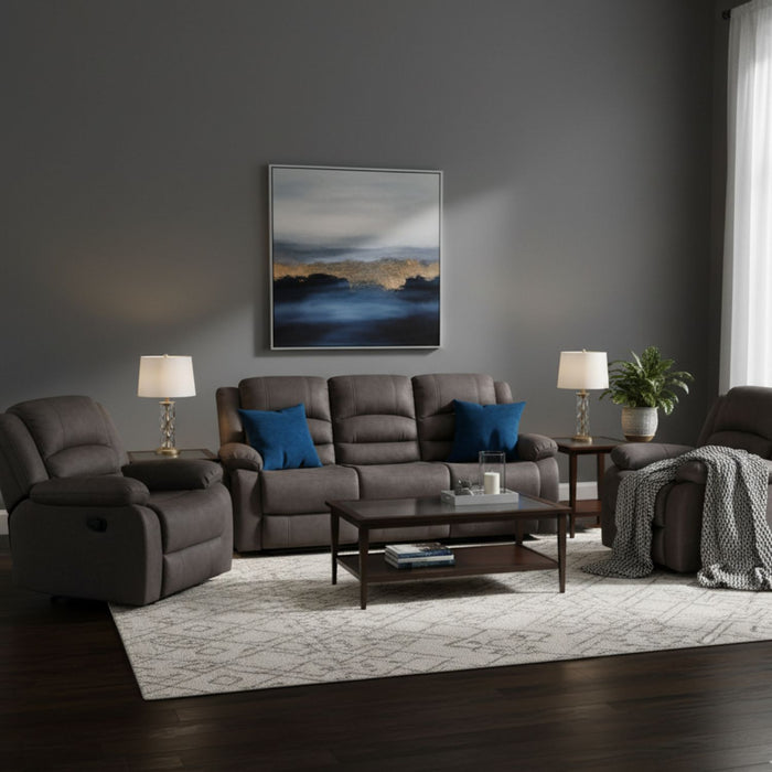 Living Reclinable 3 Cuerpos - Martell Gris 1 Sofá 3 Cuerpos + 2 Bergers