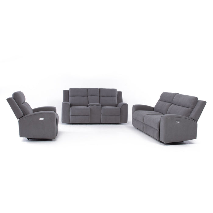 Living Reclinable 2 Sofá 2 Cuerpos + 1 Berger Eléctricos Montana Gris