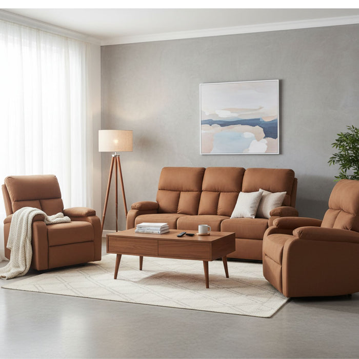 Living Reclinable 3 Cuerpos - Matheus Café 1 Sofá 3 Cuerpos + 2 Bergers