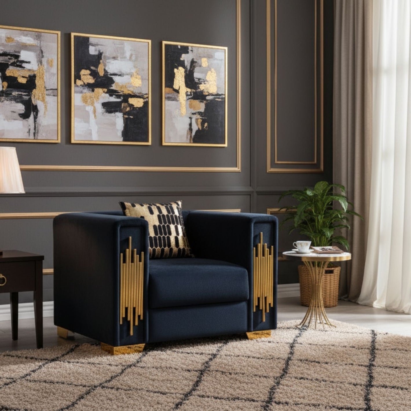 Sillón Elegante 1 Cuerpo Moderno Negro Spencer