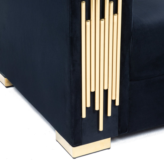 Sofá Elegante 3 Cuerpo Moderno Negro Spencer