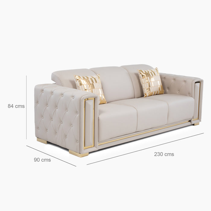 Sofá Elegante 3 Cuerpo Moderno Beige Palermo