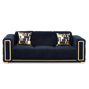 Sofá Elegante 3 Cuerpo Moderno Negro Palermo