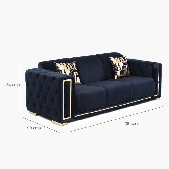 Sofá Elegante 3 Cuerpo Moderno Negro Palermo