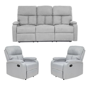 Living Reclinable 3 Cuerpos - Matheus Gris 1 Sofá 3 Cuerpos + 2 Bergers