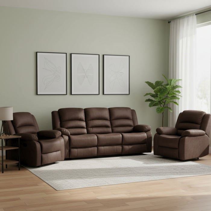 Living Reclinable 3 Cuerpos - Martell Café 1 Sofá 3 Cuerpos + 2 Bergers