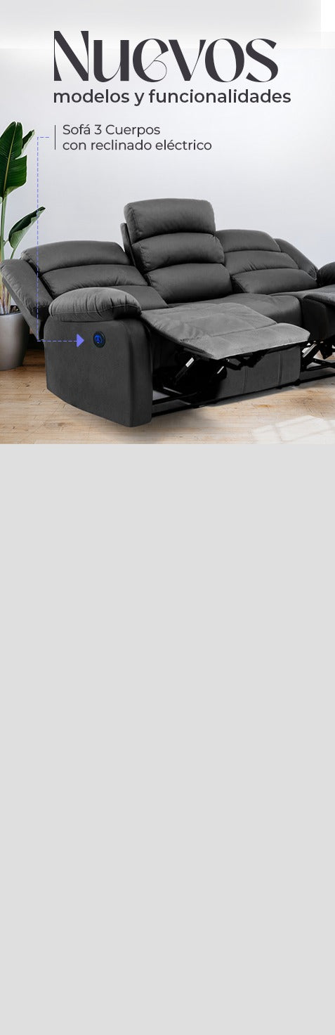 Sofá 3 cuerpos reclinable electrico