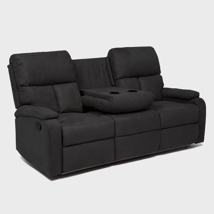 Sofá 3 Cuerpos Reclinable Negro Moderno Matheus