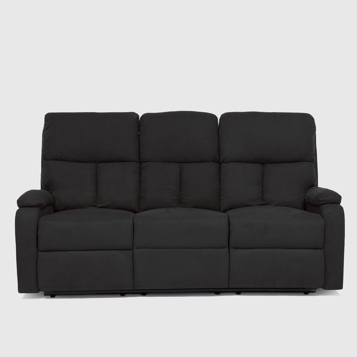 Sofá 3 Cuerpos Reclinable Negro Moderno Matheus