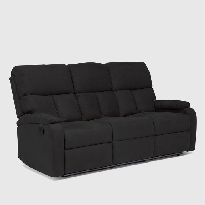 Sofá 3 Cuerpos Reclinable Negro Moderno Matheus