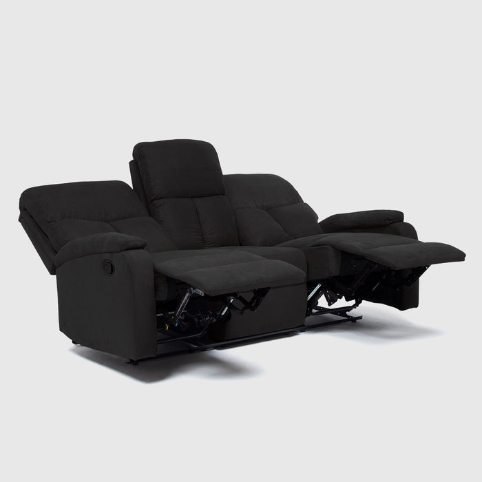 Sofá 3 Cuerpos Reclinable Negro Moderno Matheus