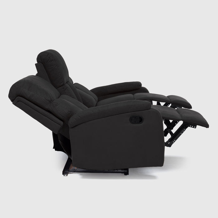 Sofá 3 Cuerpos Reclinable Negro Moderno Matheus