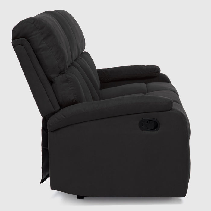 Sofá 3 Cuerpos Reclinable Negro Moderno Matheus