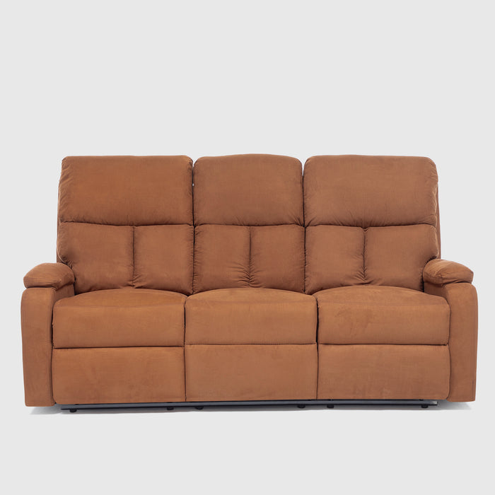 Sofá 3 Cuerpos de Terciopelo - Reclinable Moderno Matheus Café
