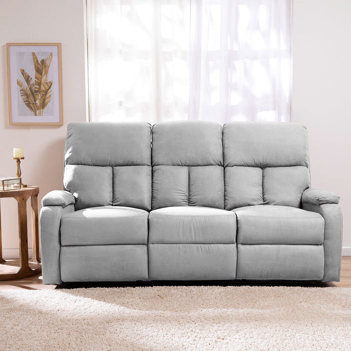Living Reclinable 3 Cuerpos - Matheus Gris 1 Sofá 3 Cuerpos + 2 Bergers