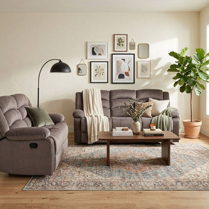 Living Sofá 3 Cuerpos Reclinable + Sofá 2 Cuerpos Reclinable Moderno New Martell Café