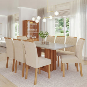 Juego de Comedor Elegante Madera Rectangular 8 Sillas Ariela