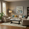 Living Sofá Beige 3 Cuerpos - Moderno + 2 Sillones Beige Moderno y Elegante New Charlotte + Mesa De Centro Moderna
