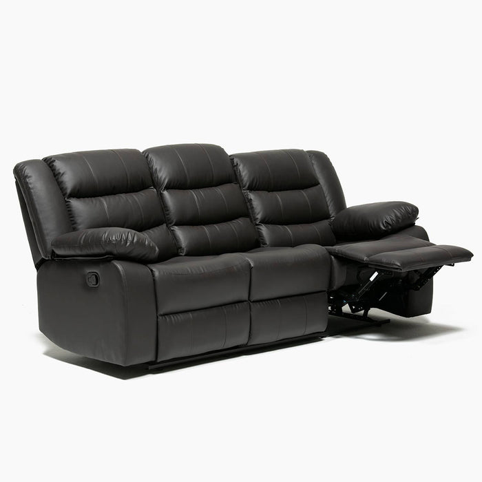Living Reclinable 3 Cuerpos - Roma Negro 1 Sofá 3 Cuerpos + 2 Bergers