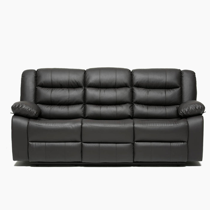 Living Reclinable 3 Cuerpos - Roma Negro 1 Sofá 3 Cuerpos + 2 Bergers
