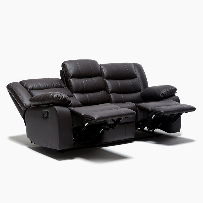 Living Reclinable 3 Cuerpos - Roma Negro 1 Sofá 3 Cuerpos + 2 Bergers