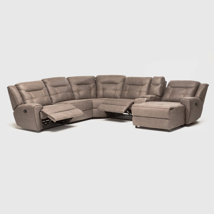 Sofá Seccional Derecho Reclinable Moderno Café Grand