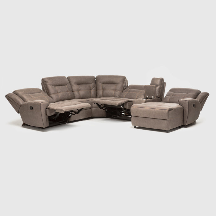 Sofá Seccional Derecho Reclinable Moderno Café Grand