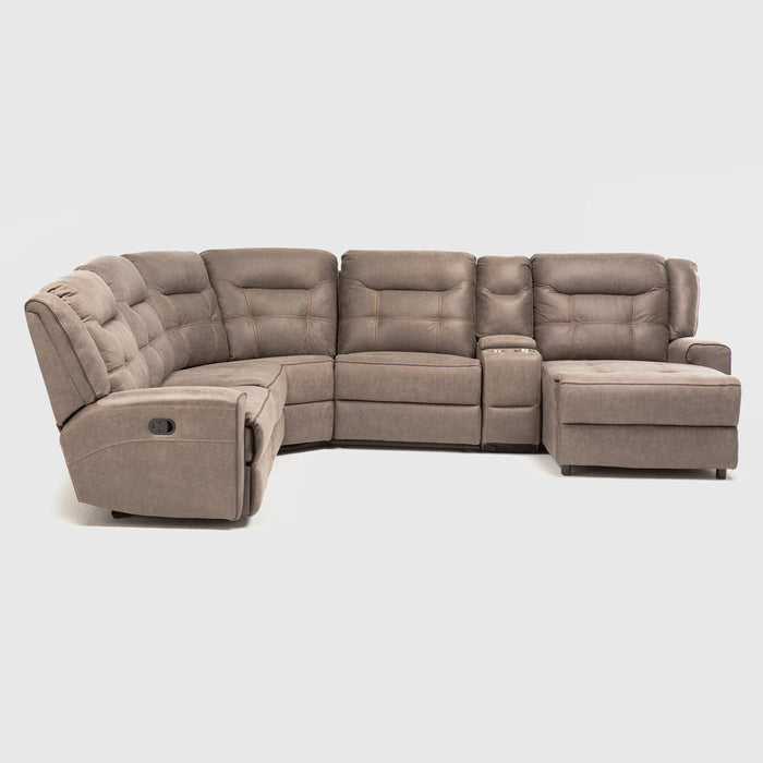 Sofá Seccional Derecho Reclinable Moderno Café Grand