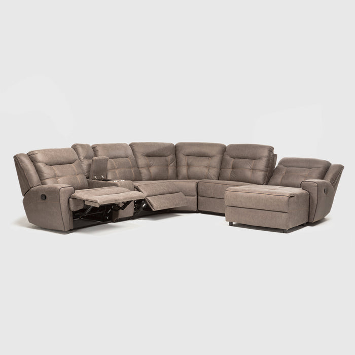 Sofá Seccional Derecho Reclinable Moderno Café Grand